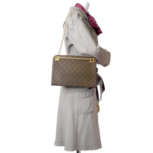 OLD CHANEL ココマークプレートがま口チェーンバッグ（濃茶）