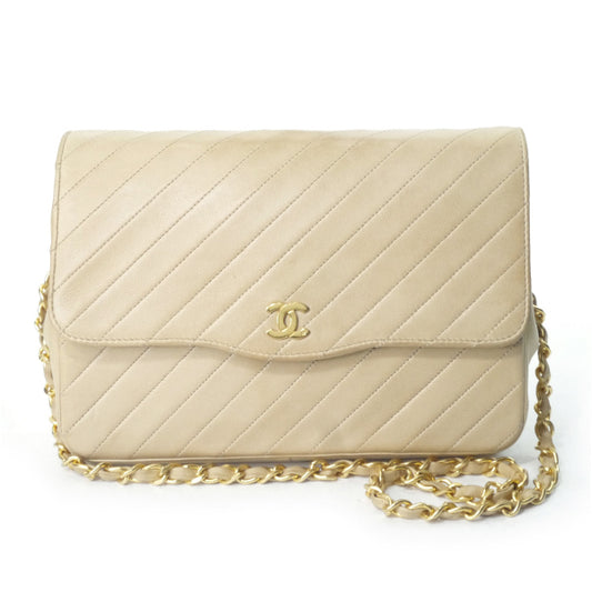 OLD CHANEL　マドモアゼルステッチ チェーンバッグ（ベージュ）