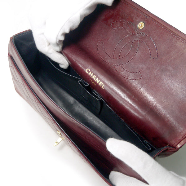 OLD CHANEL　WフラップWチェーンバッグ（ワインレッド）