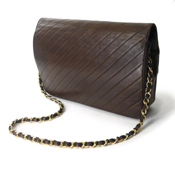 OLD CHANEL マドモアゼルステッチ チェーンバッグ（濃茶）