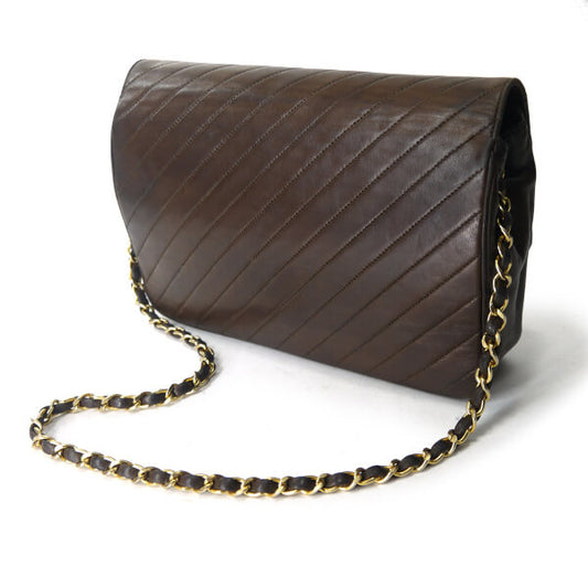 OLD CHANEL マドモアゼルステッチ チェーンバッグ（濃茶）