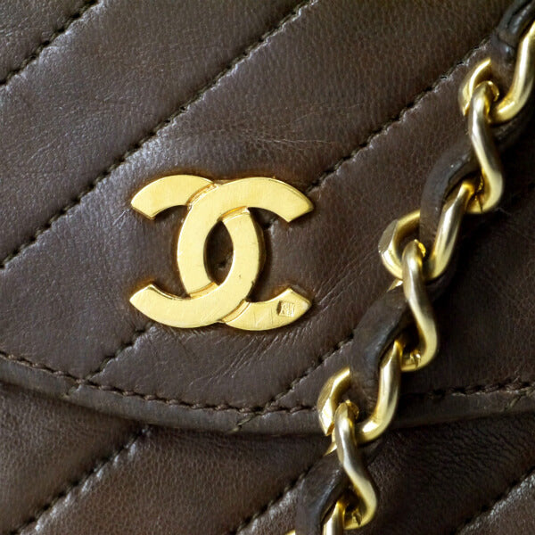 OLD CHANEL マドモアゼルステッチ チェーンバッグ（濃茶）