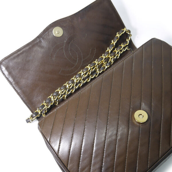 OLD CHANEL マドモアゼルステッチ チェーンバッグ（濃茶）