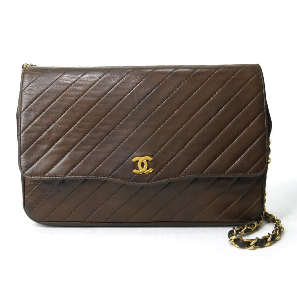OLD CHANEL マドモアゼルステッチ チェーンバッグ（濃茶）