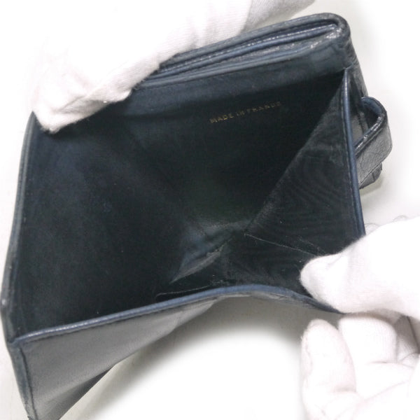 OLD CHANEL　ミニココステッチWホック折財布（黒/キャビアスキン）