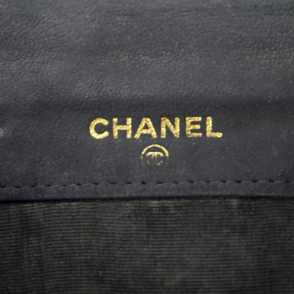 OLD CHANEL　ミニココステッチWホック折財布（黒/キャビアスキン）