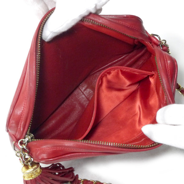 CHANEL80sフリンジチェーンバッグ（赤）