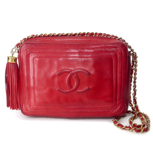 CHANEL80sフリンジチェーンバッグ（赤）