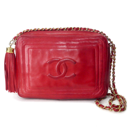 CHANEL80sフリンジチェーンバッグ（赤）