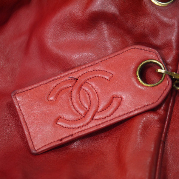OLD CHANEL　マトラッセ巾着Wチェーンショルダー（赤）