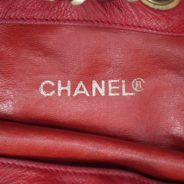 OLD CHANEL　マトラッセ巾着Wチェーンショルダー（赤）