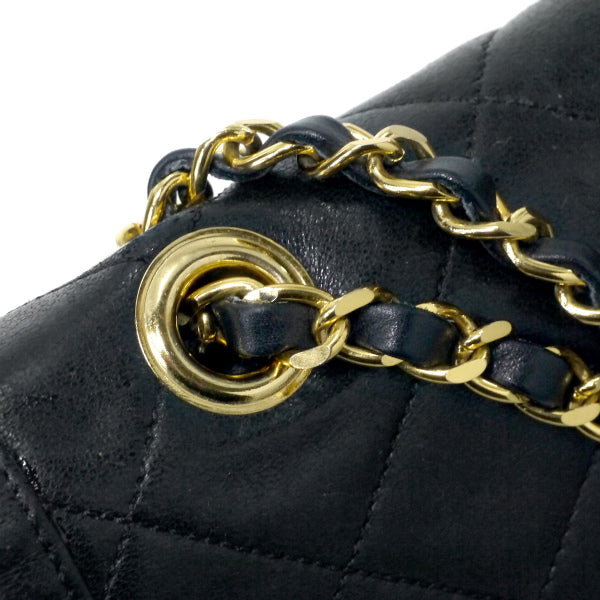 OLD CHANEL　エッジデザインWフラップWチェーンバッグ（黒）