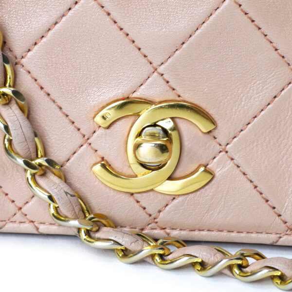 OLD CHANEL　レア!!マトラッセWチェーンバッグ（ベビーピンク）
