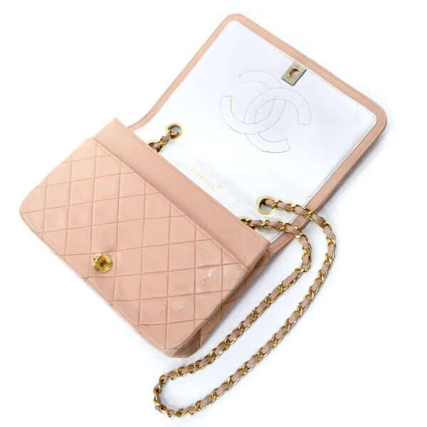 OLD CHANEL　レア!!マトラッセWチェーンバッグ（ベビーピンク）