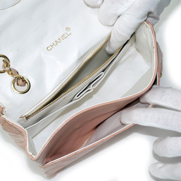 OLD CHANEL　レア!!マトラッセWチェーンバッグ（ベビーピンク）