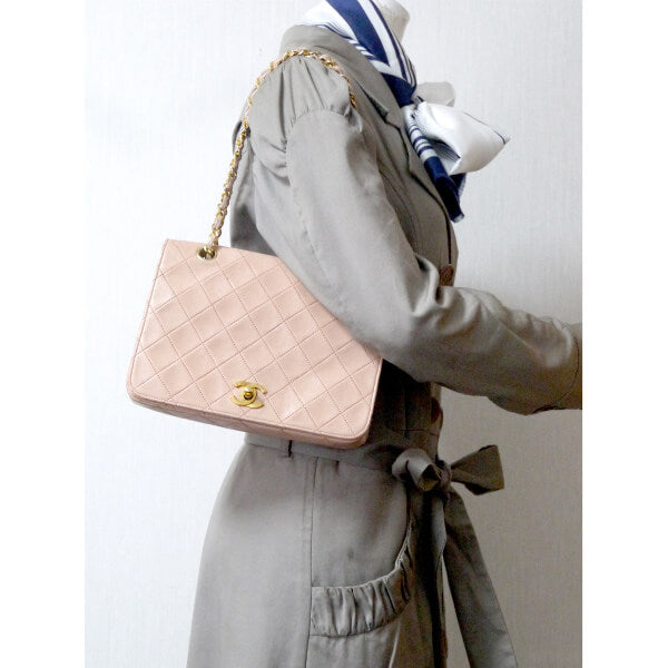 OLD CHANEL　レア!!マトラッセWチェーンバッグ（ベビーピンク）