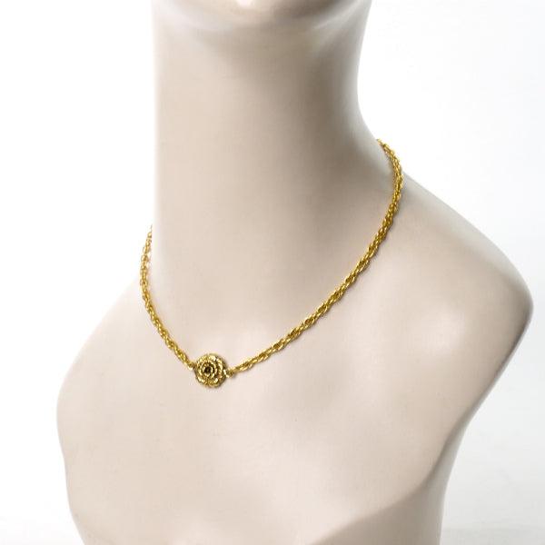 OLD CHANEL カメリアネックレス（ゴールド）