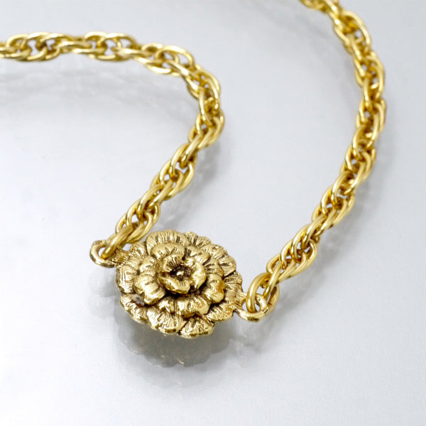 OLD CHANEL カメリアネックレス（ゴールド）