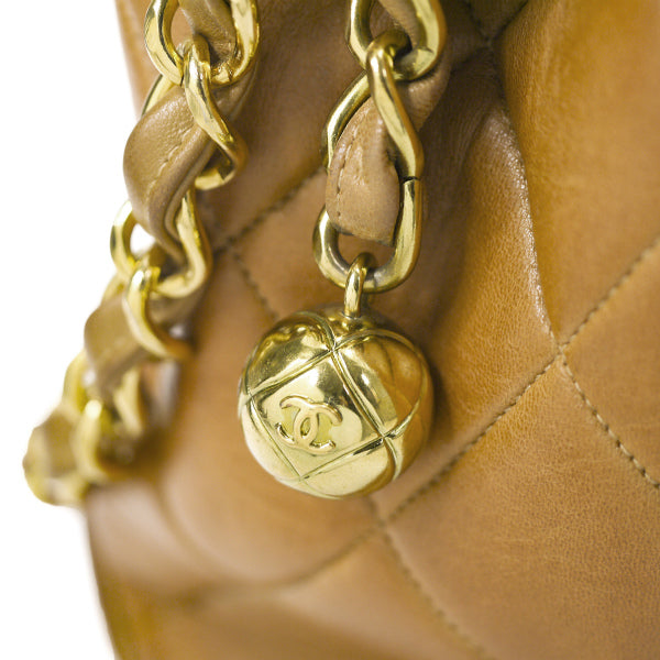OLD CHANEL　マトラッセ横長チェーントートバッグ（キャメル）