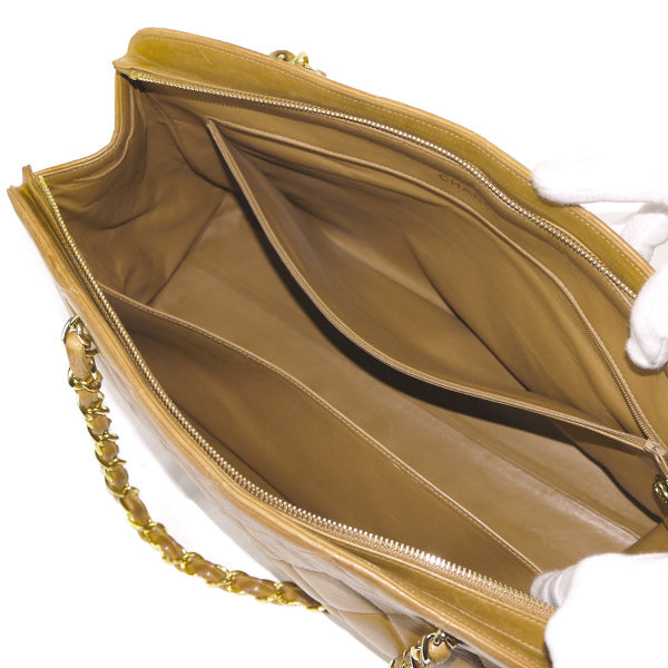 OLD CHANEL　マトラッセ横長チェーントートバッグ（キャメル）