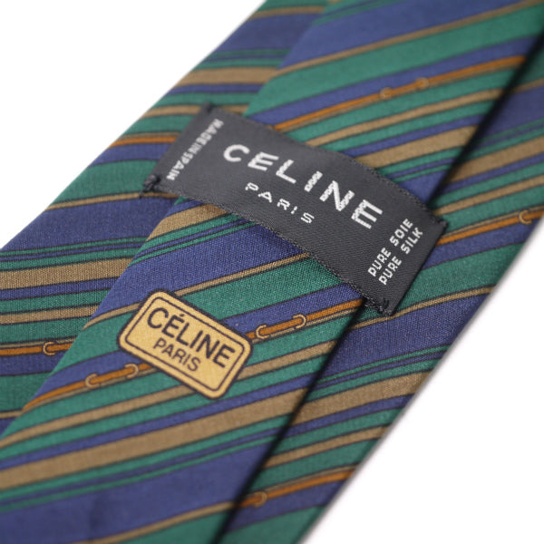 OLD CELINE ストライプ柄ネクタイ&ネクタイピン （グリーン系