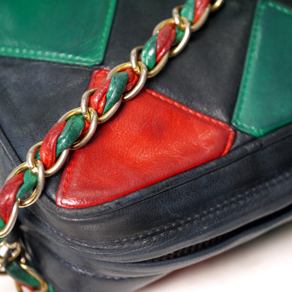 CHANEL80s!ダイヤパッチワークショルダー（赤/緑/紺） – Vintage