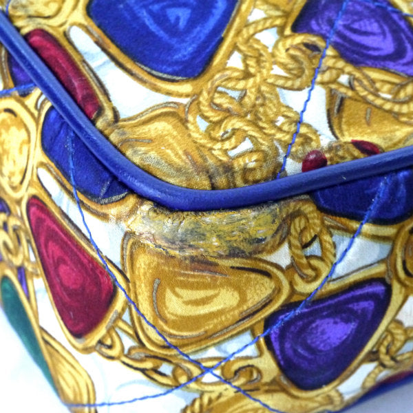 CHANEL 80s　ビジュー柄サテンフリンジバッグ