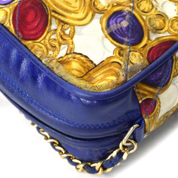 CHANEL 80s　ビジュー柄サテンフリンジバッグ