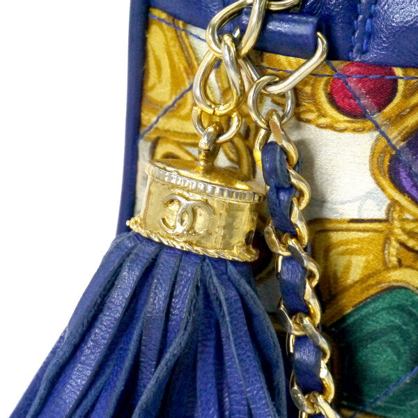 CHANEL 80s　ビジュー柄サテンフリンジバッグ