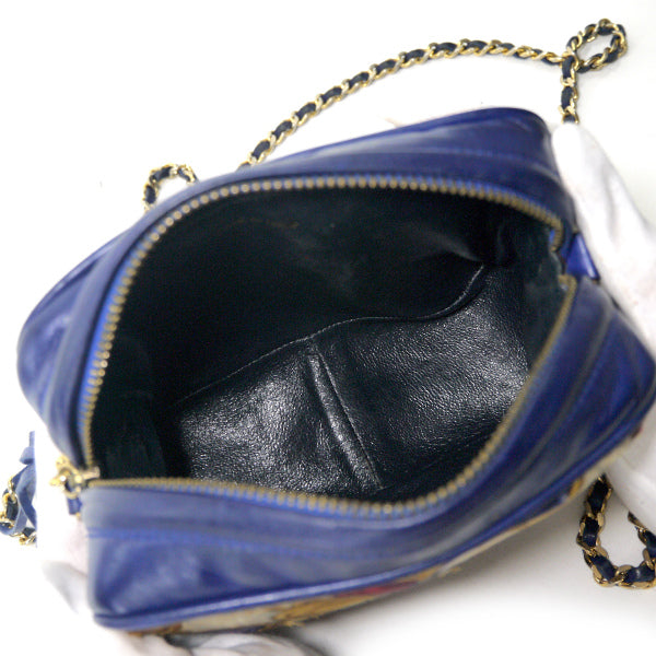 CHANEL 80s　ビジュー柄サテンフリンジバッグ