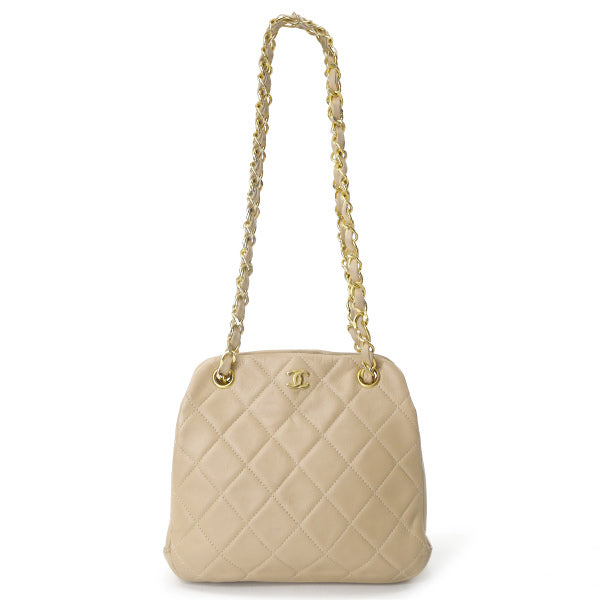 OLD CHANEL マトラッセ がま口Wチェーンミニバッグ（ベージュ）