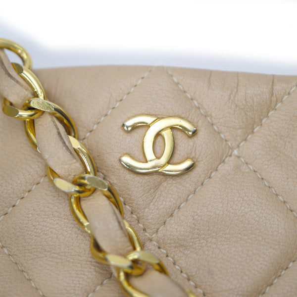 OLD CHANEL マトラッセ がま口Wチェーンミニバッグ（ベージュ）