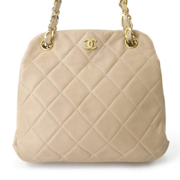 OLD CHANEL マトラッセ がま口Wチェーンミニバッグ（ベージュ）