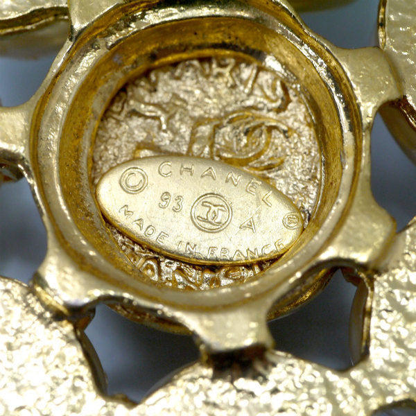 OLD CHANEL メダルモチーフ フラワーパールネックレス（ゴールド）