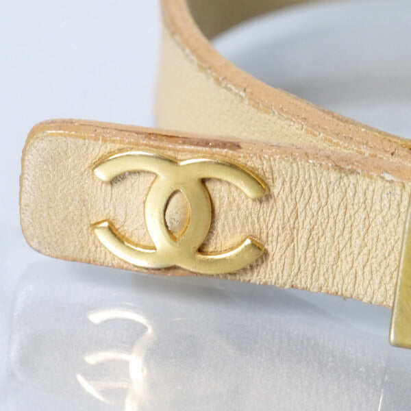 OLD CHANEL　ココマークレザーブレスレット（ベージュ）