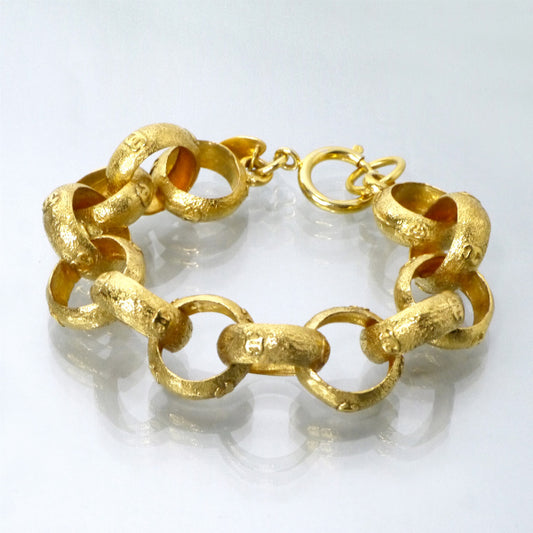 OLD CHANEL　ココマーク甲丸チェーンブレスレット（ゴールド）