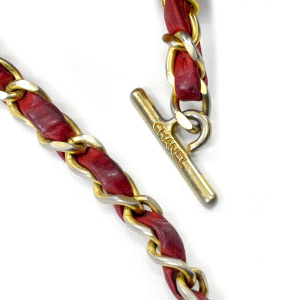 OLD CHANEL マトラッセ 外ポケットWチェーンバッグ（赤）