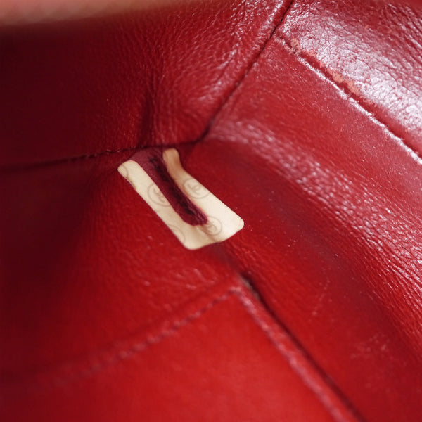 OLD CHANEL マトラッセ 外ポケットWチェーンバッグ（赤）