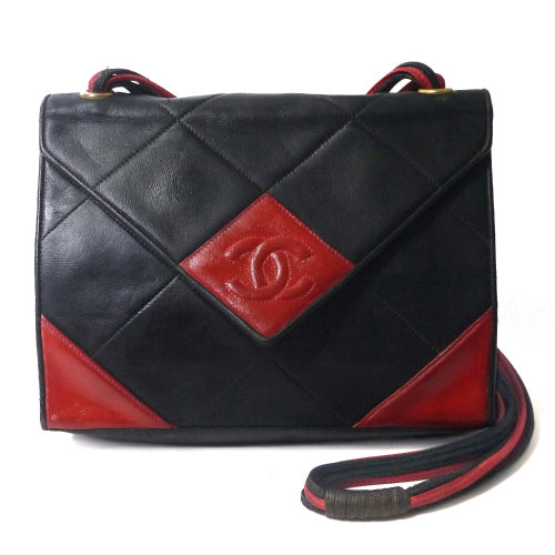 OLD CHANEL　バイカラーショルダー（黒・赤）