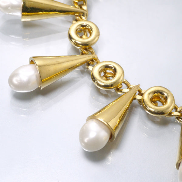 OLD CHANEL　パールモチーフ チェーンベルトネックレス（ゴールド）