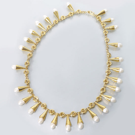 OLD CHANEL　パールモチーフ チェーンベルトネックレス（ゴールド）