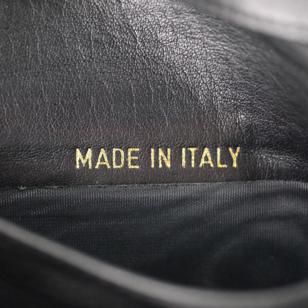 OLD CHANEL　ココステッチがま口折財布（黒/キャビアスキン）