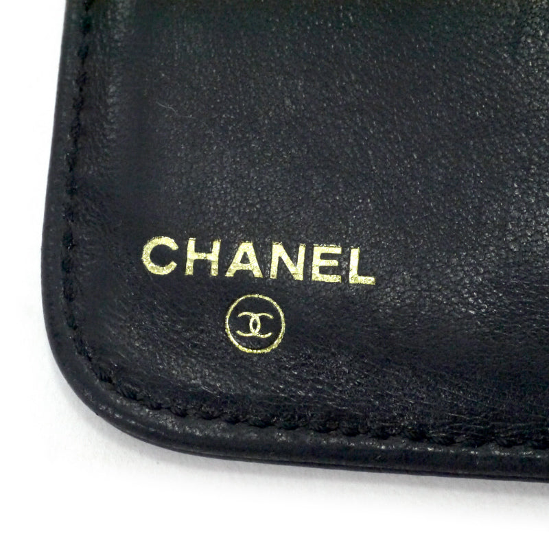 OLD CHANEL　ココステッチ ラウンドジップ折財布（黒/キャビアスキン）