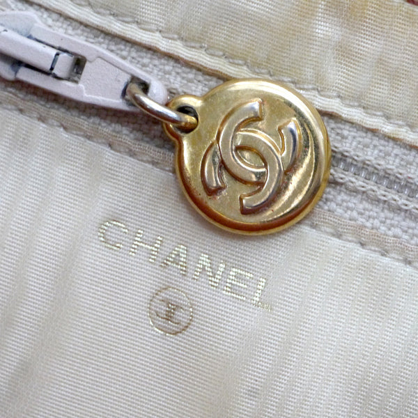 OLD CHANEL　ココステッチ ラウンドジップがま口長財布（オレンジ/キャビアスキン）