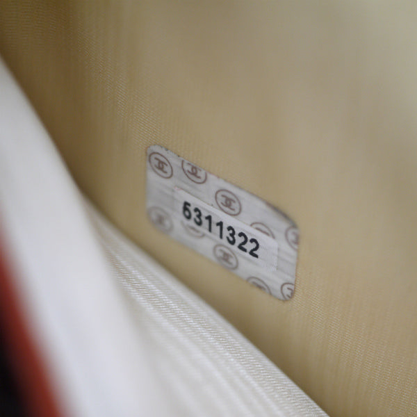 OLD CHANEL　ココステッチ ラウンドジップがま口長財布（オレンジ/キャビアスキン）