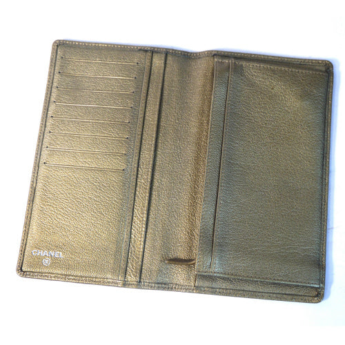 CHANEL 本革 シャンパンゴールド長財布