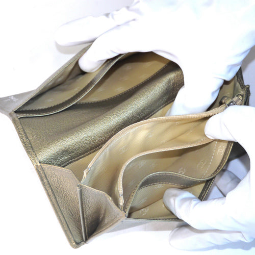 CHANEL 本革 シャンパンゴールド長財布