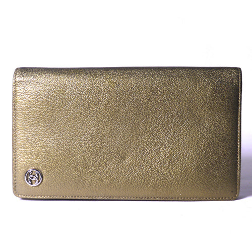 CHANEL 本革 シャンパンゴールド長財布