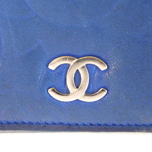 CHANEL 　カメリア長財布（青）