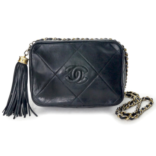 CHANEL80s!ダイヤココマークフリンジバッグ（黒）